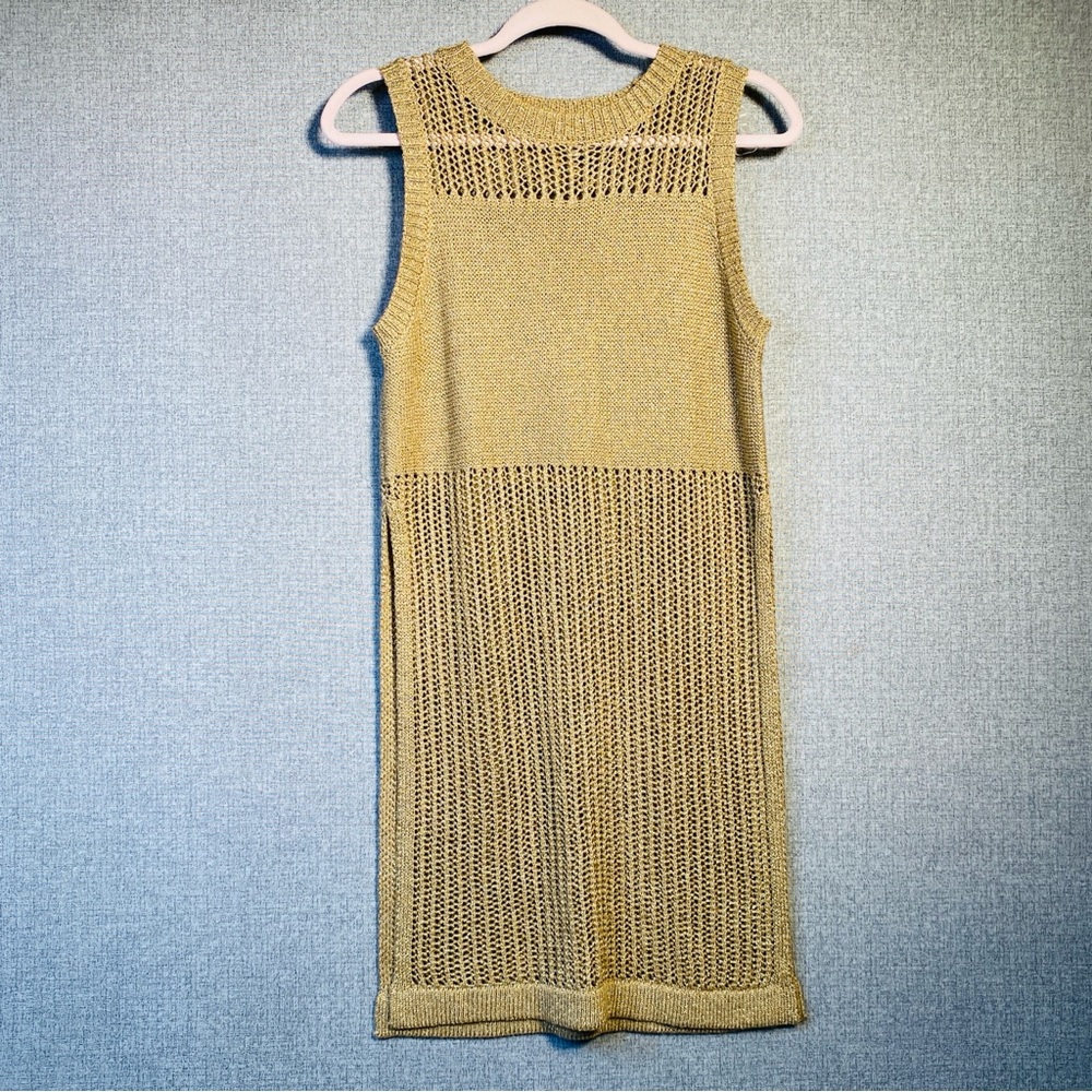 Francesca’s Small Women’s Gold Knit Cover Up Gold Tinsel